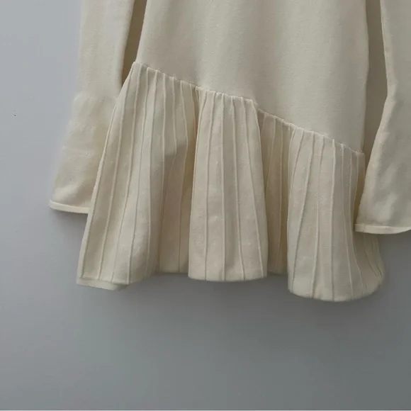 Meshki Blair Knit Mini Dress With Pleats - Ivory - Picture 9 of 15